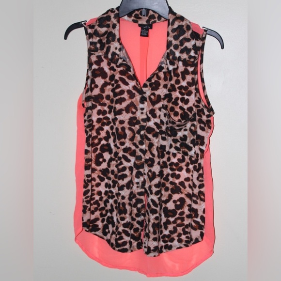 Rue21 Tops - Rue21 | Collared cheetah pink tank top